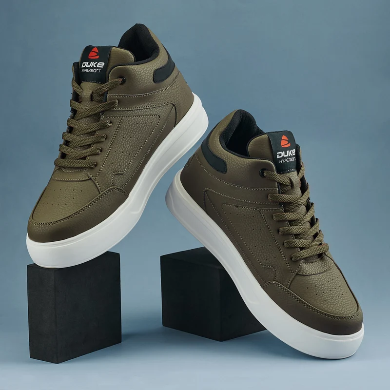 Duke Men Hypersoft High Top Sneakers (FWOL2526) Olive / UK 7 / Perforations