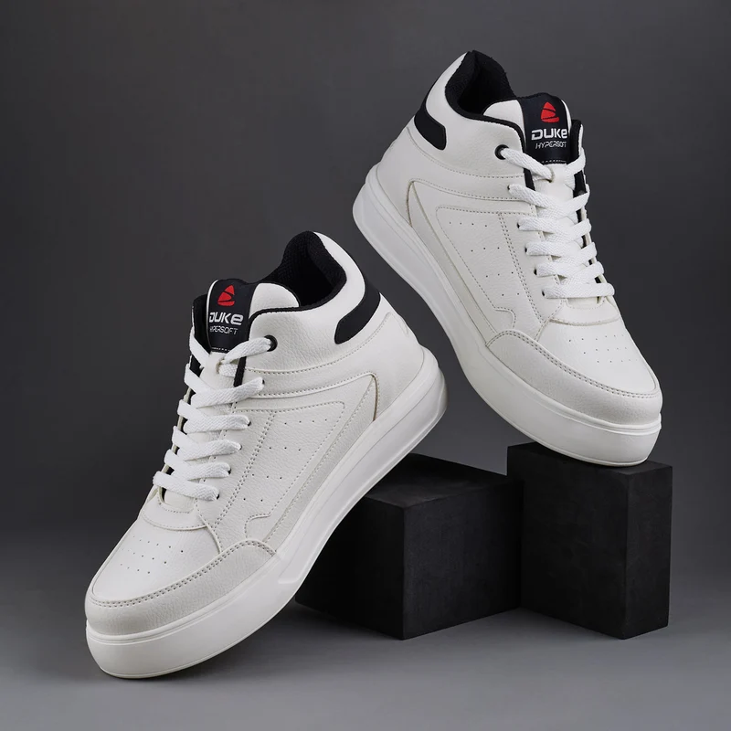 Duke Men Hypersoft High Top Sneakers (FWOL2526) White / UK 9 / Perforations
