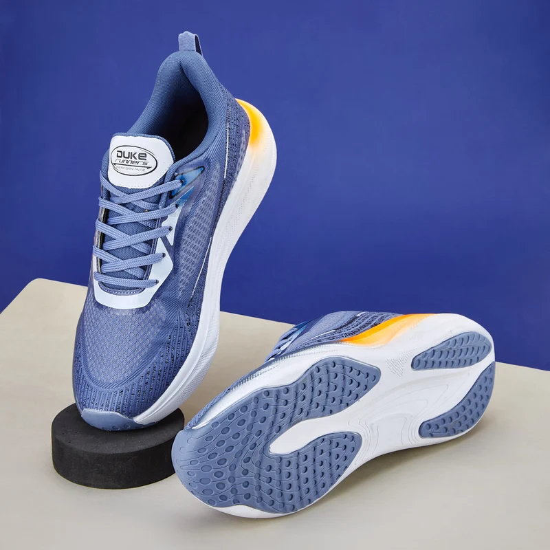 Duke Men Lightweight Flyknit Mesh Running Shoes (FWOL2069) Royal Blue / UK 10 / Textured