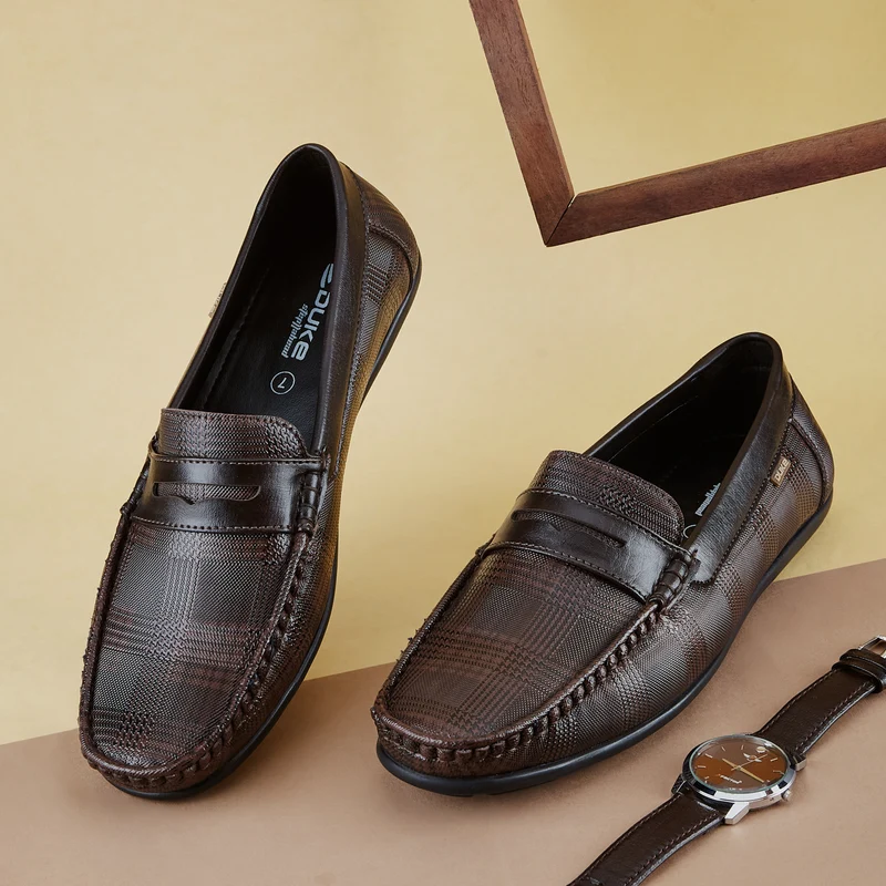 Duke Men Printed Loafers (FWOL4023) Brown / UK 9 / Printed