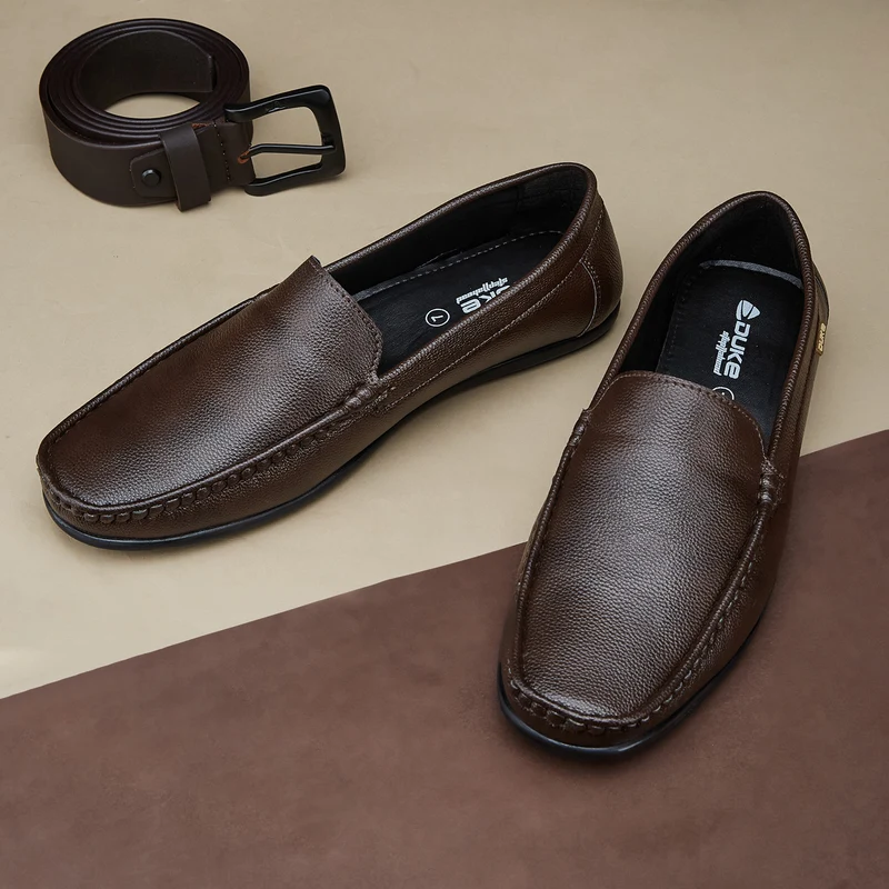 Duke Men Textured Loafers ( FWOL4024 ) Brown / UK 7 / Textured