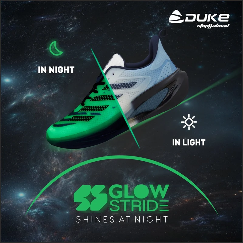 Duke Men Sprint Glow Stride in The Dark TPU Shoes (FWOL2093) White / UK 10 / Colourblocked