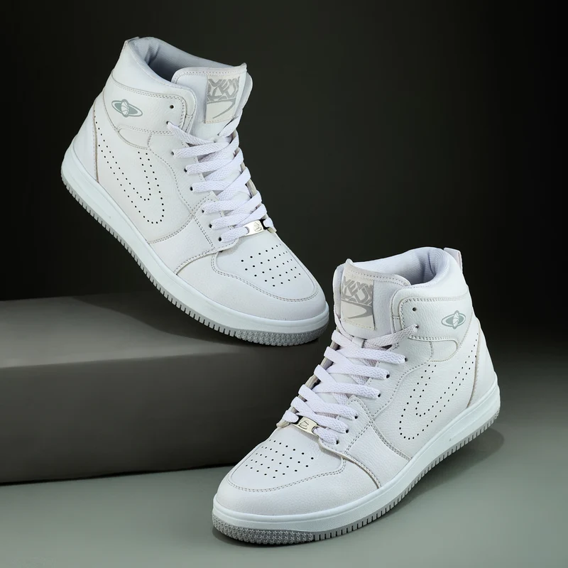 Duke Men Urban High-Top Sneakers (FWOL2545) WHITE / UK 9 / Perforations