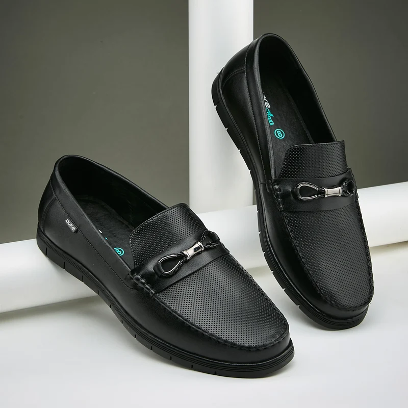 Duke Men's Classic Loafers (FWOL4037) BLACK / UK 6 / Textured