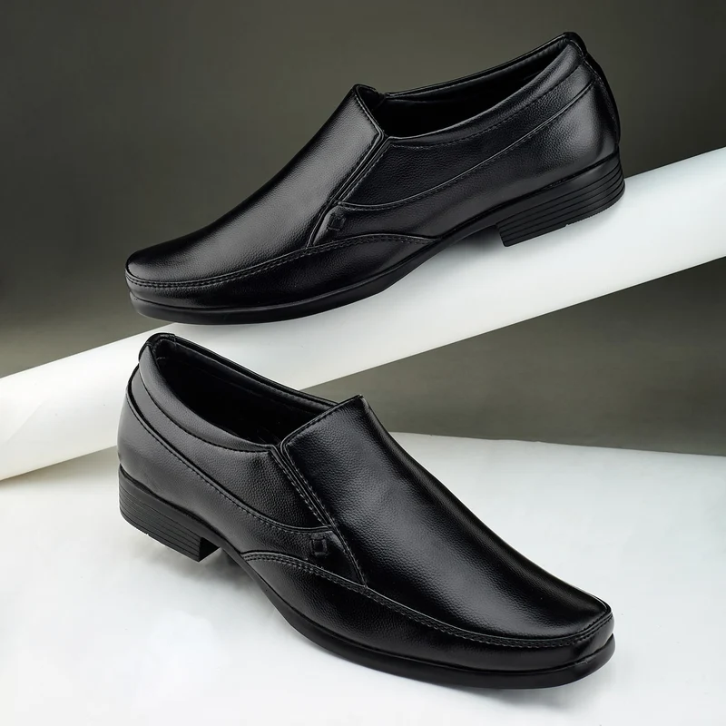 Duke Men Elegant Slip-On Formal Shoes (FWD5047) Black / UK 6 / Solid Contrast