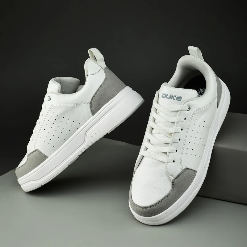 Duke Men Minimalist Sneakers (FWOL2551) White Grey / UK 8 / Perforations