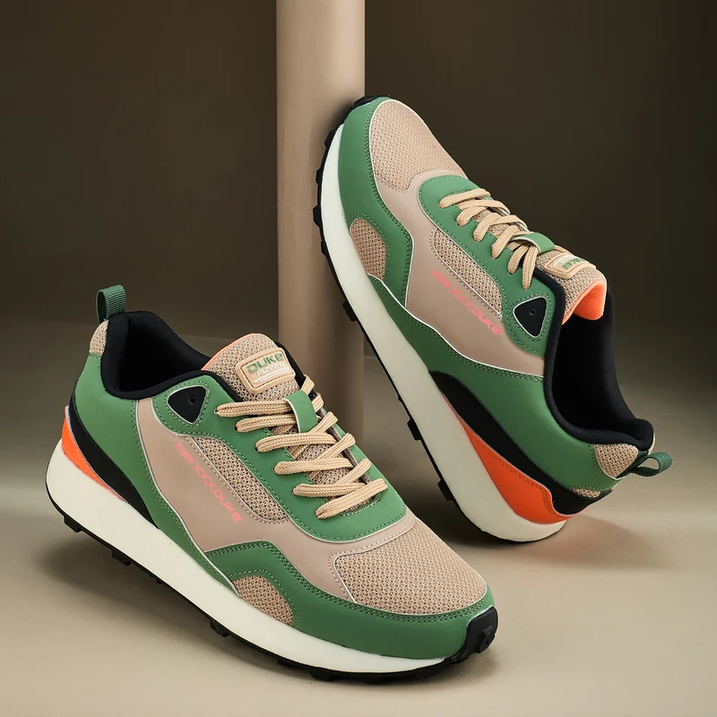 Duke Men's Griplock Sports Shoes (FWOL2126) Green Beige / UK 8 / Colourblocked