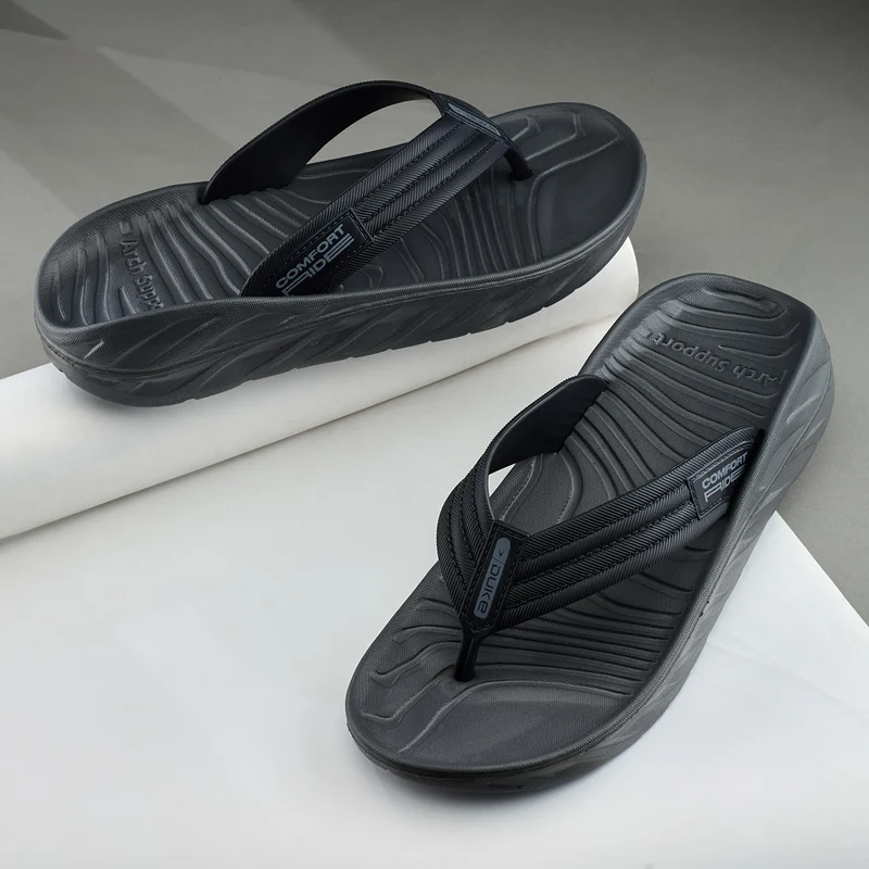 Duke Mens Comfort Ride Flip Flops (FWC6194) D.Grey / UK 7 / Textured