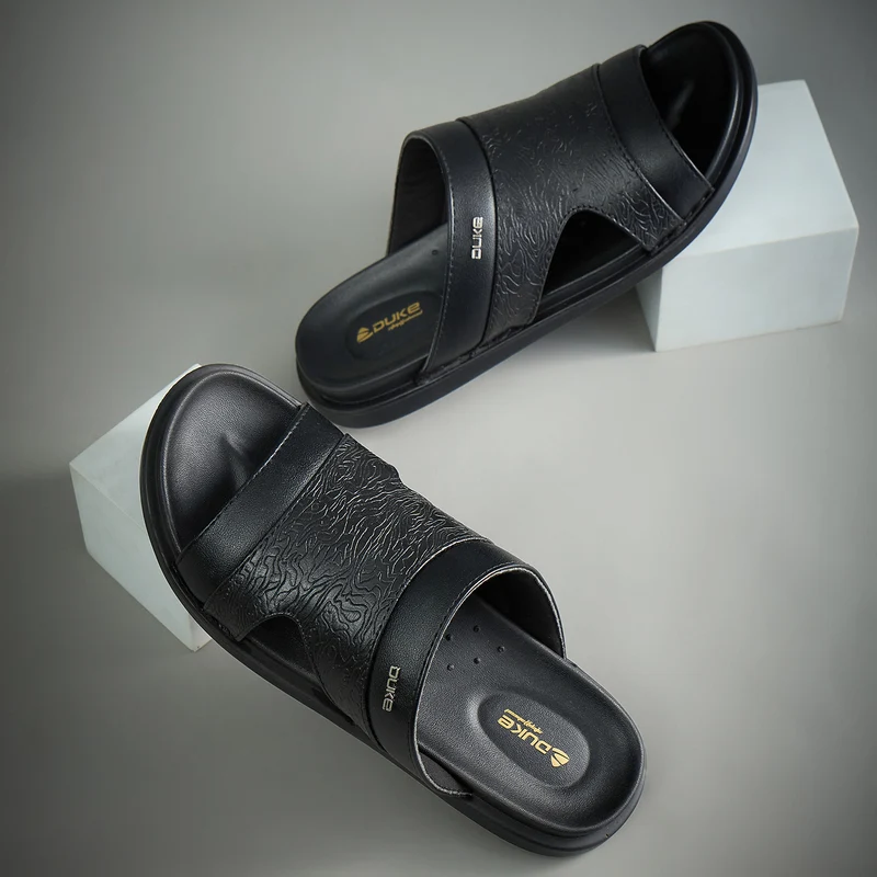 Duke Mens Glide Comfort Sandals (FWD3326) Black / UK 6 / Textured