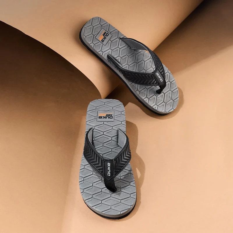 Duke Mens Hexagrip Flip-Flops (FWC6217) Grey / UK 10 / Textured