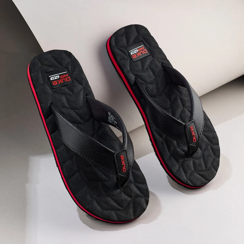 Duke Mens Rocksole Flip-Flops (FWC6199) Black / UK 7 / Textured