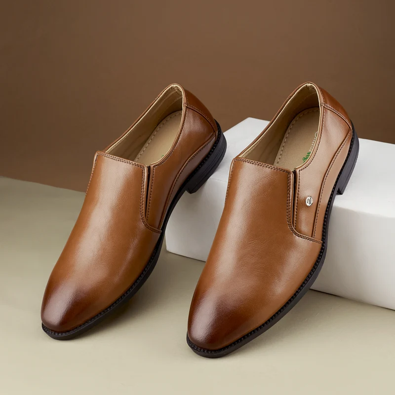 Duke Men's Sleek Formal Shoes (FWOL5067) Tan / UK 10 / Solid