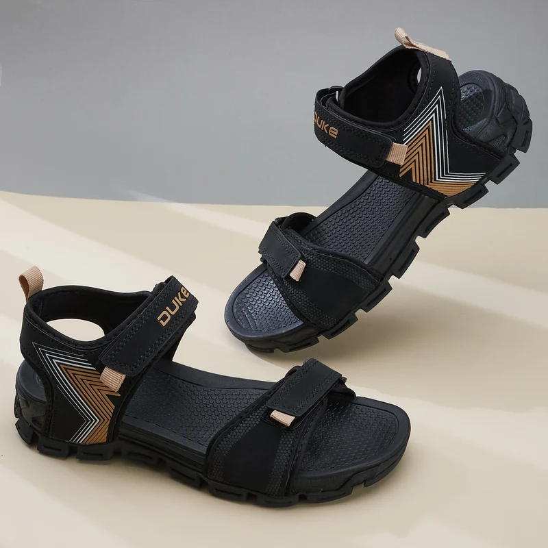 Duke Men Textured Sports Sandals (FWF3067) Black / UK 10 / Textured