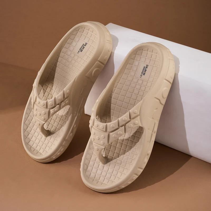 Duke Mens Flip Flops (FWC6222) Beige / UK 6 / Textured
