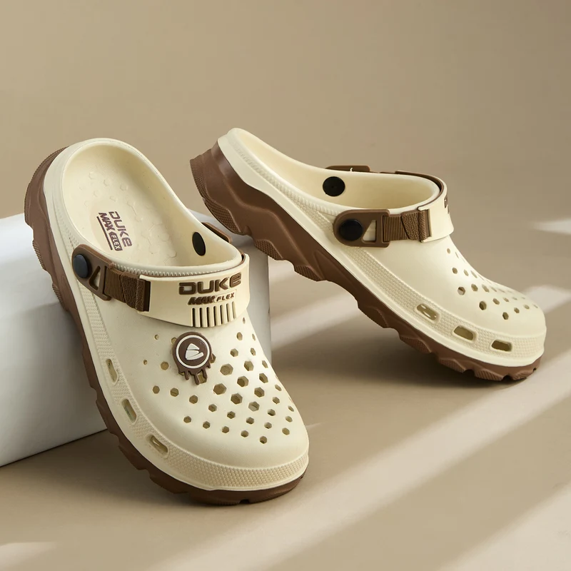 Duke Men Clogs (CL6266) Brown/Beige / UK 9 / Solid Contrast