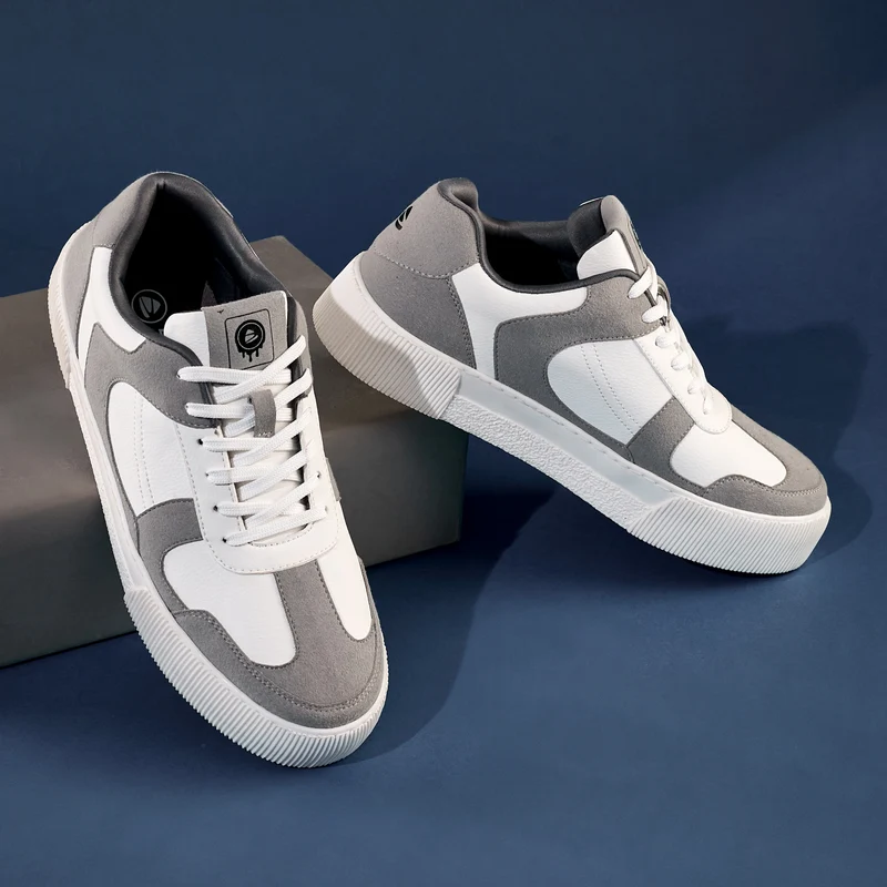 Duke Mens Casual Sneakers (FWOL2589) White/Grey / UK 7 / Solid