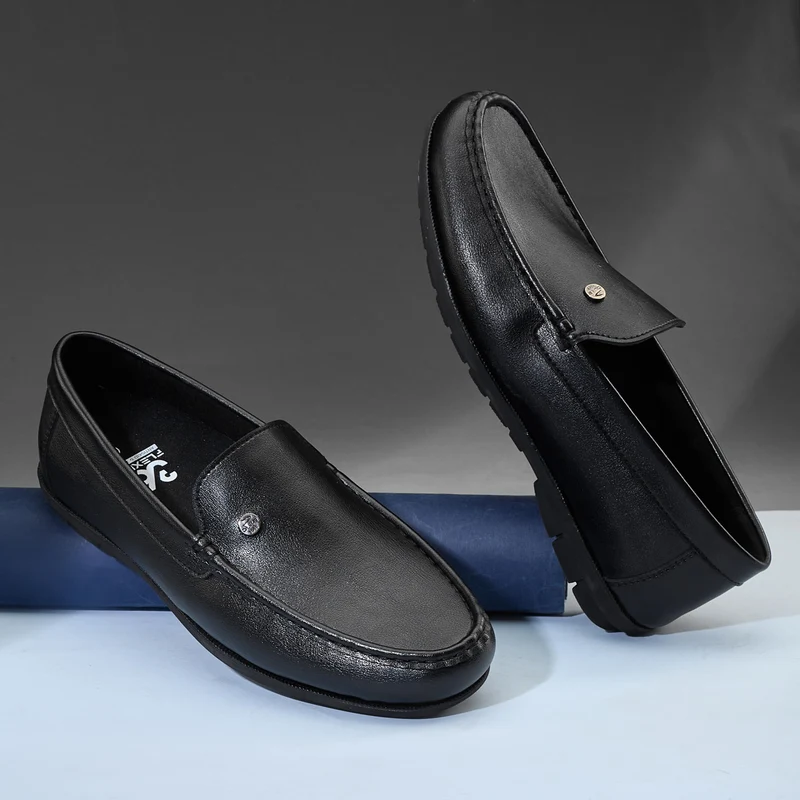 Duke Mens Casual Loafers (FWOL4071) Black / UK 6 / Solid
