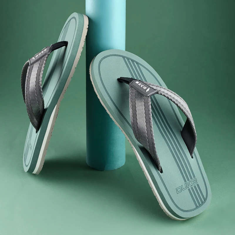 Duke Mens Flip Flops (FWC6228) Mist Green/L.Grey / UK 10 / Striped