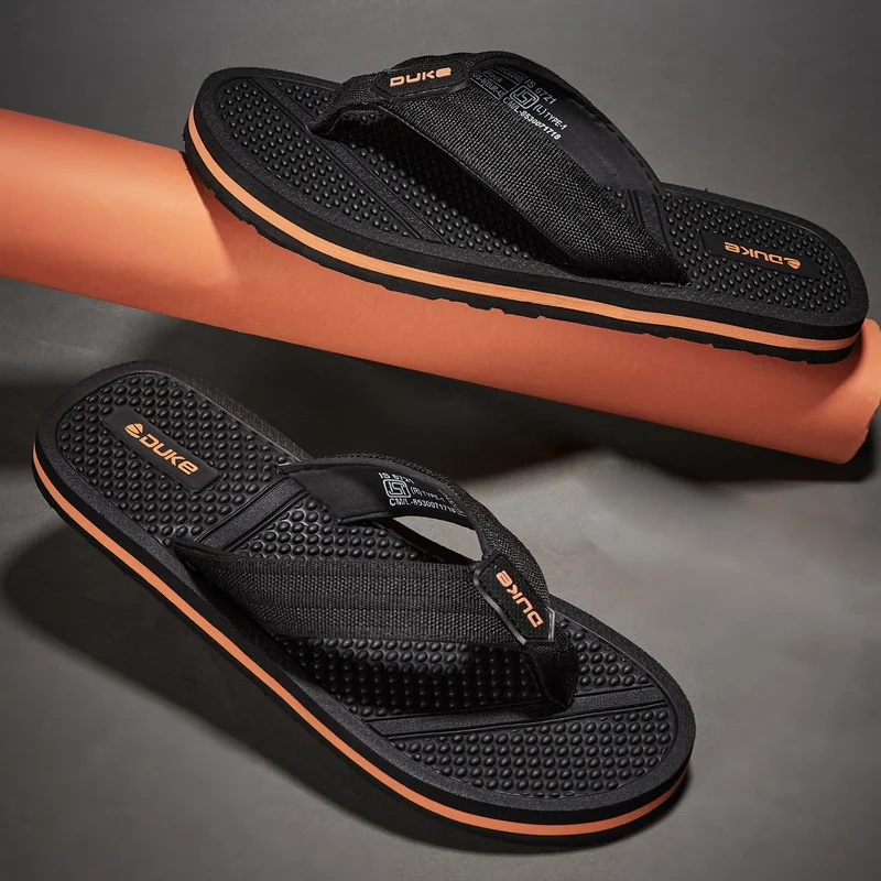 Duke Mens Flip Flops (FWC6240) Black / UK 11 / Textured