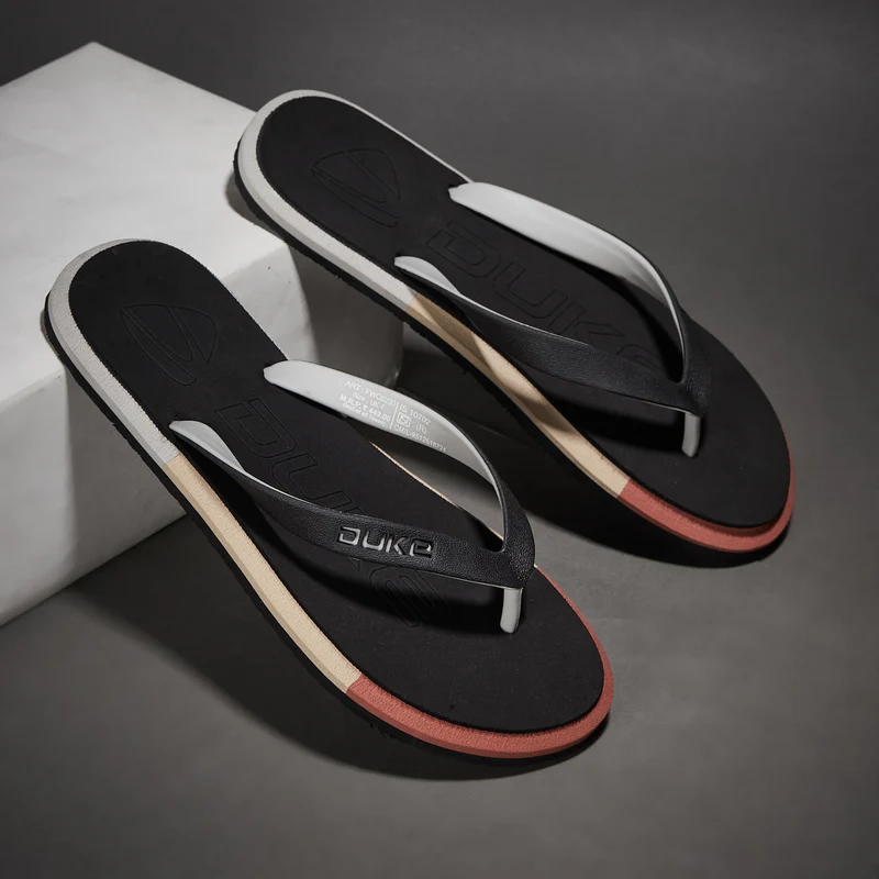 Duke Mens Flip Flops (FWC6230) Black/L.Grey / UK 11 / Printed