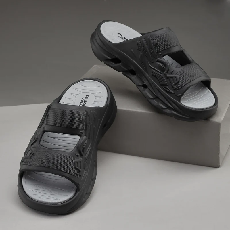 Duke Mens Flip Flops (FWC6225) Black/D.Grey / UK 7 / Textured