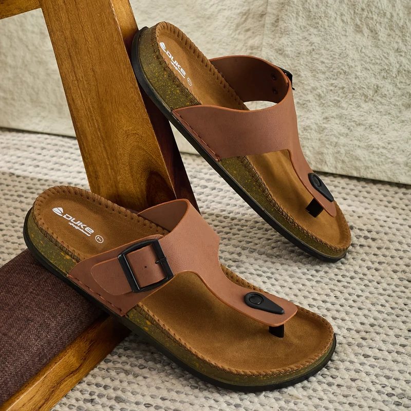 Duke Mens Comfort Sandals (FWD3341) Tan / UK 7 / Solid Contrast