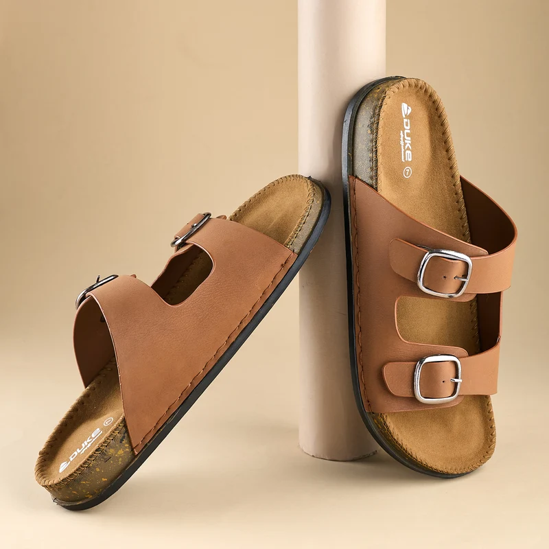 Duke Mens Comfort Sandals (FWD3344) Tan / UK 8 / Solid Contrast