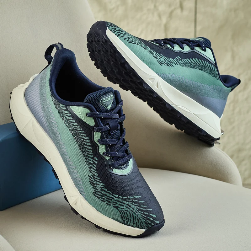 Duke Mens Sports Shoes (FWOL2220) Navy/Mist Green / UK 8 / Textured
