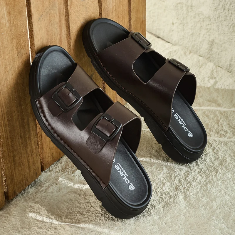 Duke Mens Comfort Sandals (FWD3346) Brown / UK 6 / Solid Contrast
