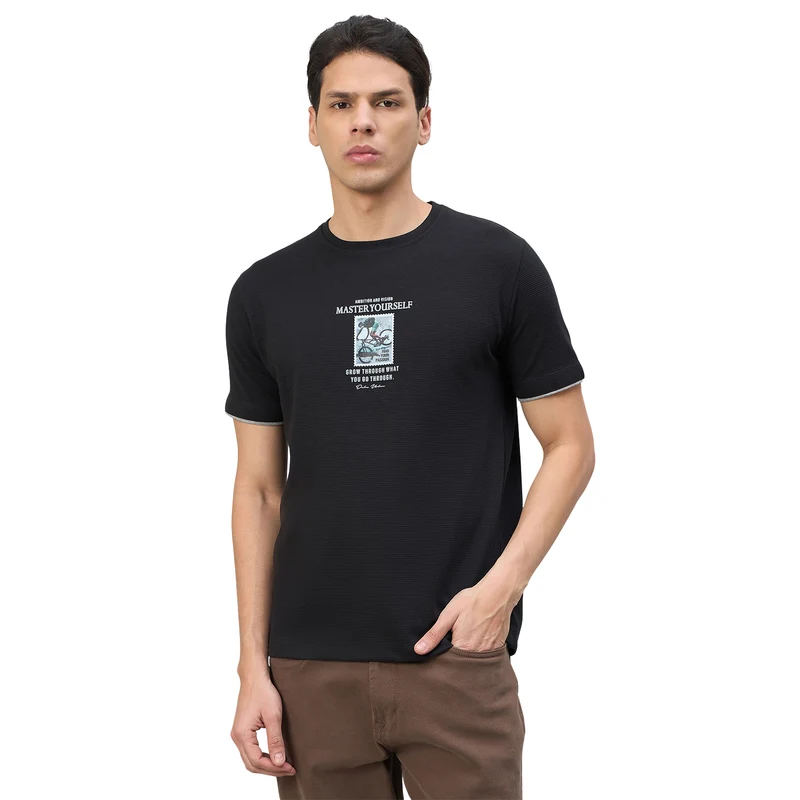Duke Urban Men Graphic Print Half Sleeve Round Neck Casual Tshirt (LF7611) Black / M / Printed