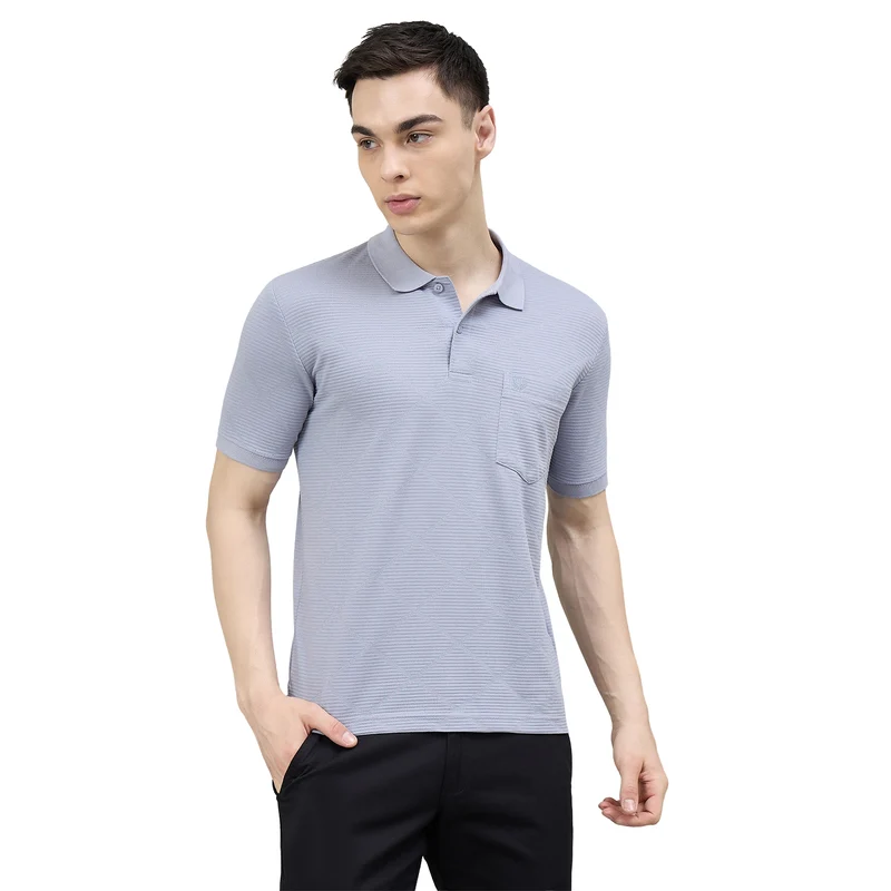 Duke Urban Men Polo Neck Half Sleeve Regular T-Shirt (LF7559) Steel Grey / M / Solid