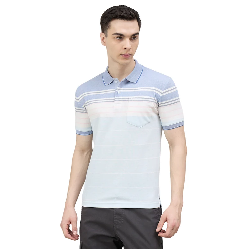 Duke Urban Men Striped Polo Neck Half Sleeve T-Shirt (LF7643) Marine / M / Striped