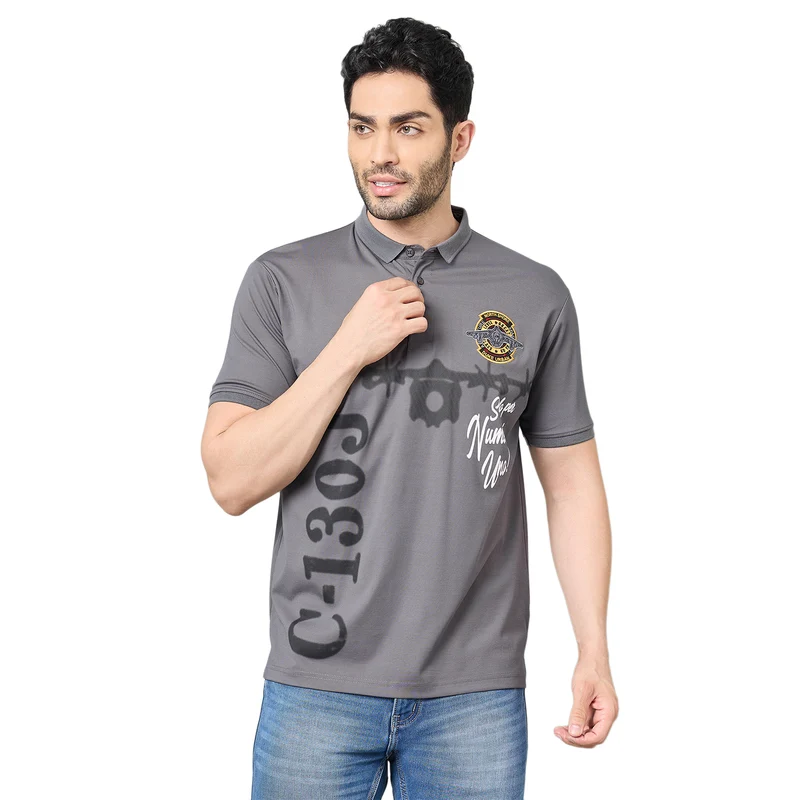 Duke Urban Men Half Sleeve Cotton Tshirt (LF7638) Grey / L / Printed