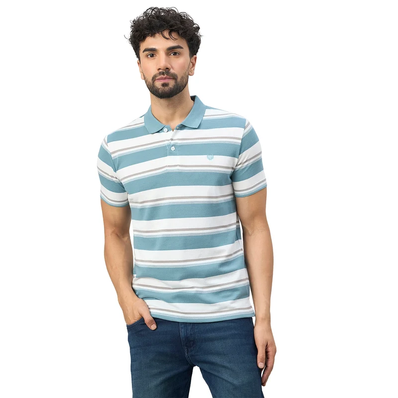 Duke Urban Men Regular Fit Polo Tshirt (MLF1160) Air Force / XL / Striped