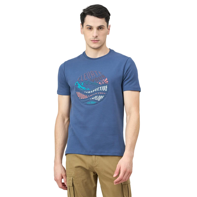 Duke Urban Men Half Sleeve Cotton Tshirt (LF7502) Mid-Night / S / Printed