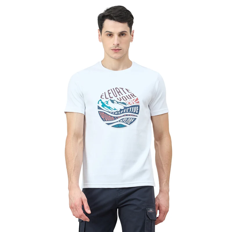 Duke Urban Men Half Sleeve Cotton Tshirt (LF7502) White / S / Printed