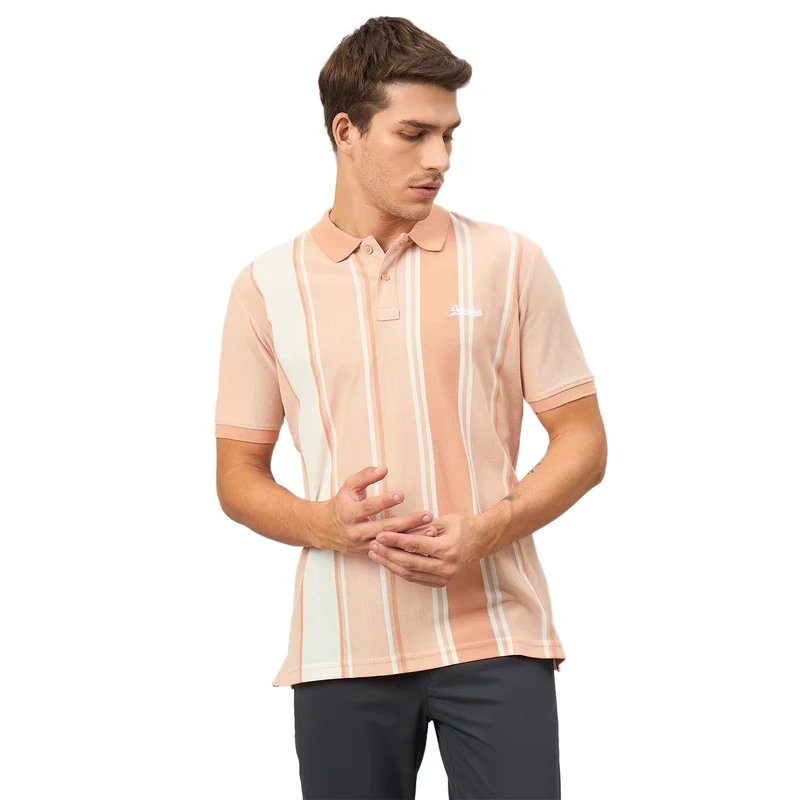 Duke Men Half Sleeve Cotton Tshirt (LF7656) Natural / XL / Striped
