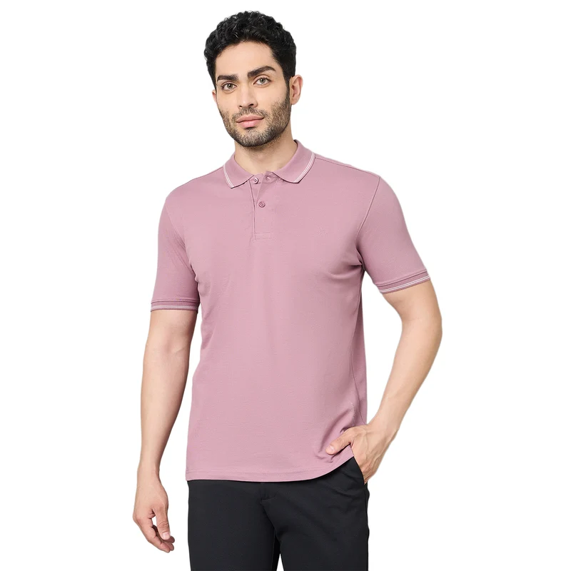 Duke Urban Men Half Sleeve Cotton Tshirt (SD68) Dusty Mauve / XL / Solid