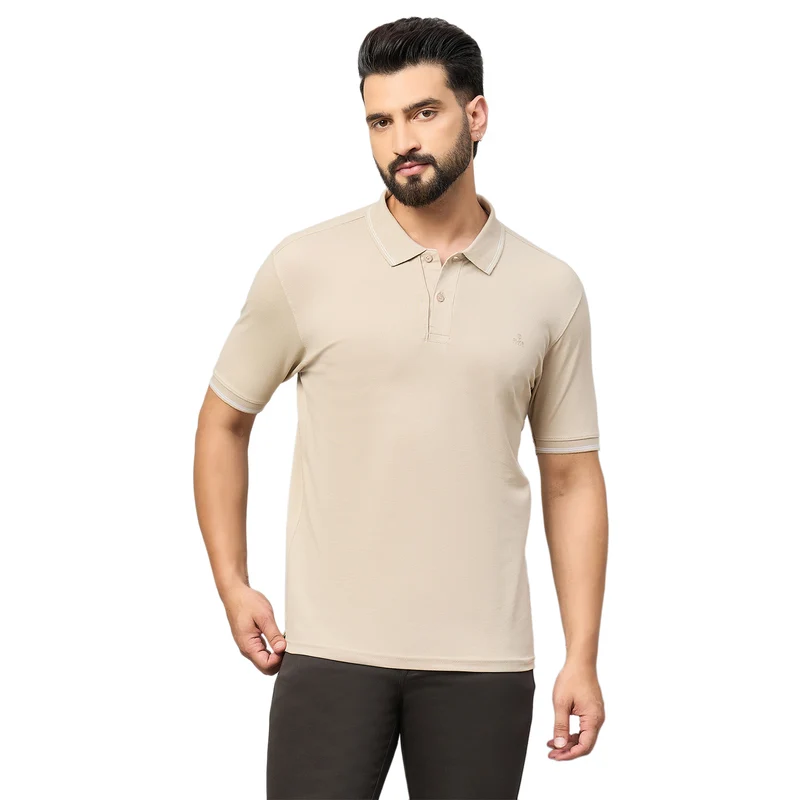 Duke Urban Men Half Sleeve Cotton Tshirt (SD68) Fawn / XL / Solid