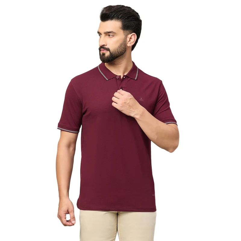 Duke Urban Men Half Sleeve Cotton Tshirt (SD68) Wine / M / Solid