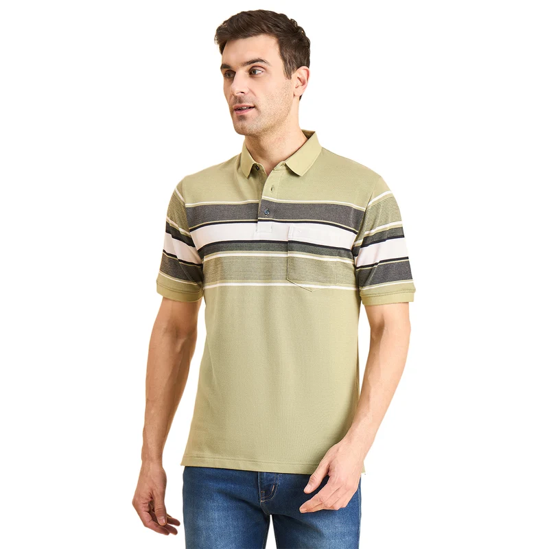 Duke Urban Men Half Sleeve Cotton Polo Tshirt (ON3070) Grass / XXL / Striped