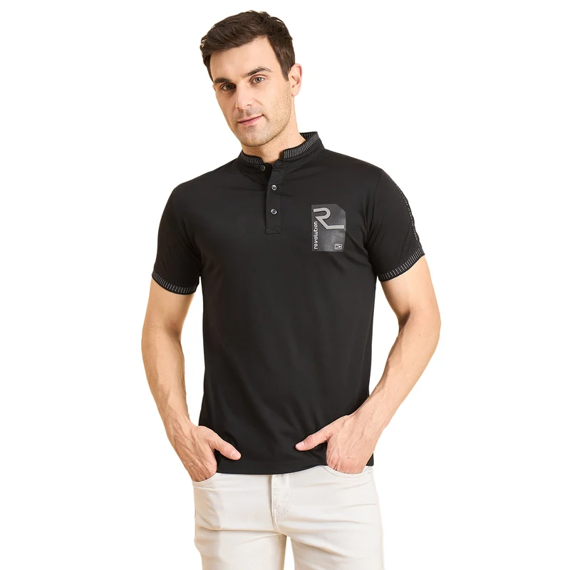 Duke Urban Men Half Sleeve Cotton Tshirt (ON3174) Black / XXL / Solid