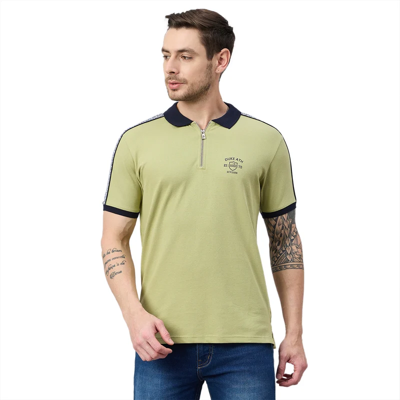 Duke Urban Men Half Sleeve Cotton Polo Tshirt (ON3054) Grass / S / Printed