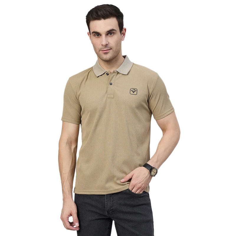 Duke Urban Men Half Sleeve Cotton Polo Tshirt (ON2210) Khaki / L / Solid