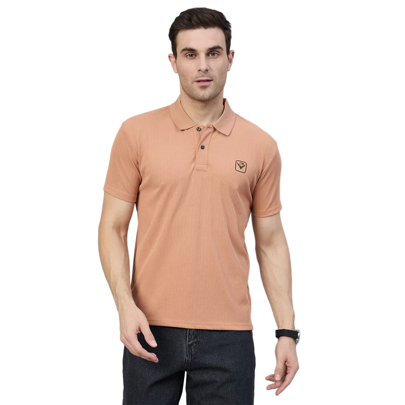 Duke Urban Men Half Sleeve Cotton Polo Tshirt (ON2210) Peach / S / Solid