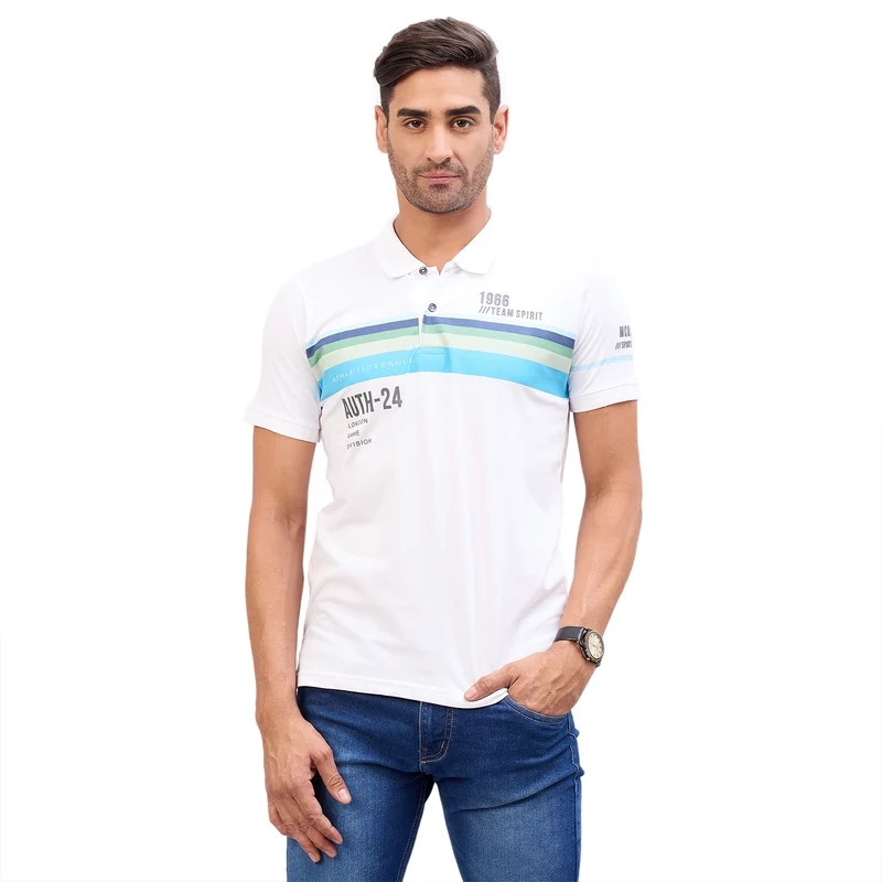 Duke Urban Men Half Sleeve Cotton Polo Tshirt (ON3058) White / M / Striped