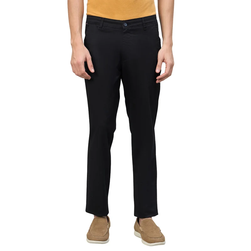 Duke Urban Men Flatfront Narrowfit Non-denim Casual Trouser (SDT4661) Black / 34 / Solid