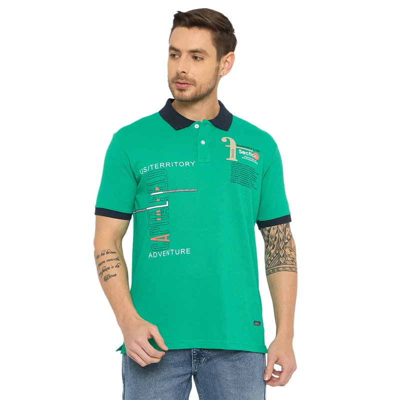 Duke Urban Men Half Sleeve Cotton Tshirt (ONLF305) Green Moss / M / Printed