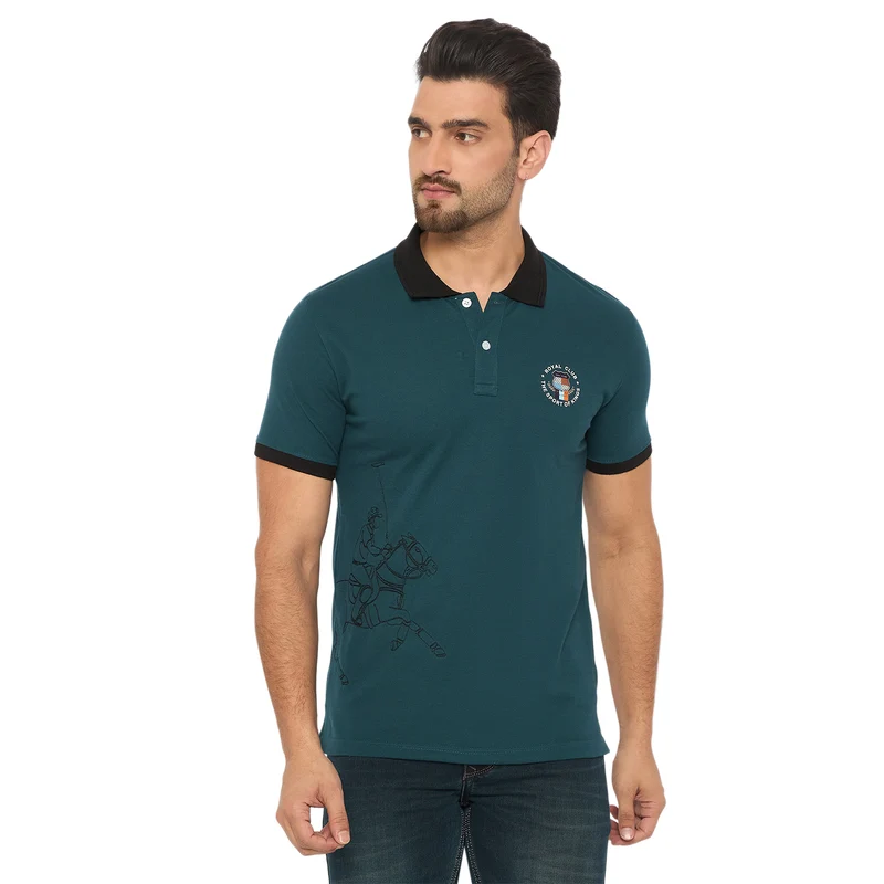 Duke Urban Men Half Sleeve Cotton Tshirt (ONLF304) Petrol Blue / XXL / Solid