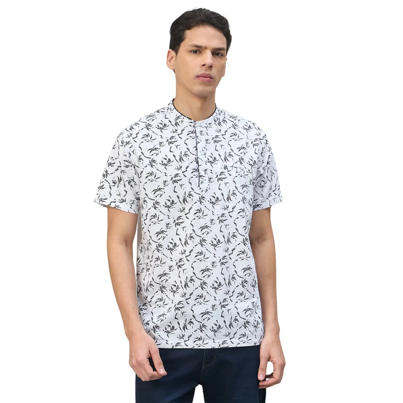 Duke Urban Men Floral Print Half Sleeve Casual Slim fit Tshirt (LF7531) White / XXL / Floral Print